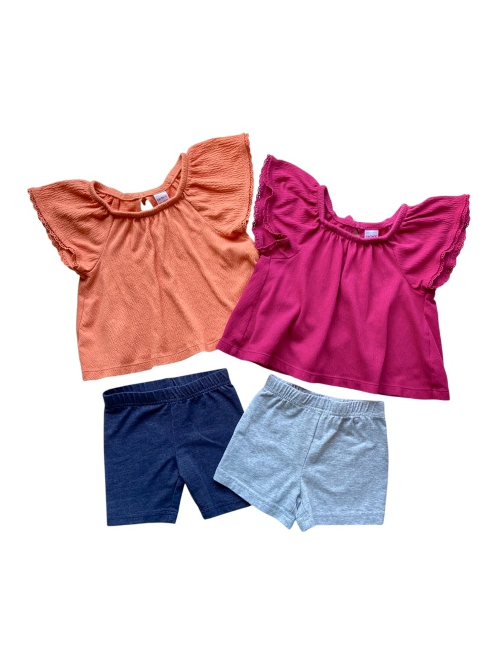 Bundle of 4 Carters Girls Clothing Size 3T Shirts + Shorts Y2K Whimsical Outfits
